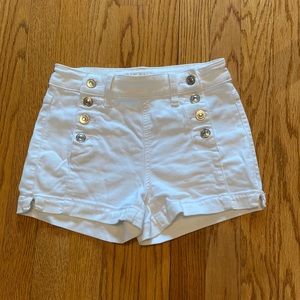 White high waisted denim shorts
